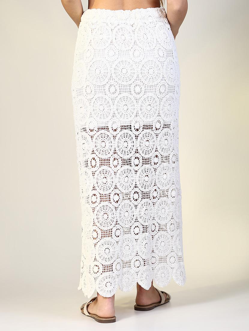 women crochet detailed straight skirt - 21643349 - Standard Image - 2