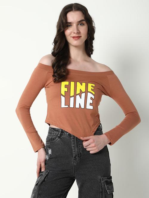women typography off-shoulder neck top - 21643366 - Standard Image - 0