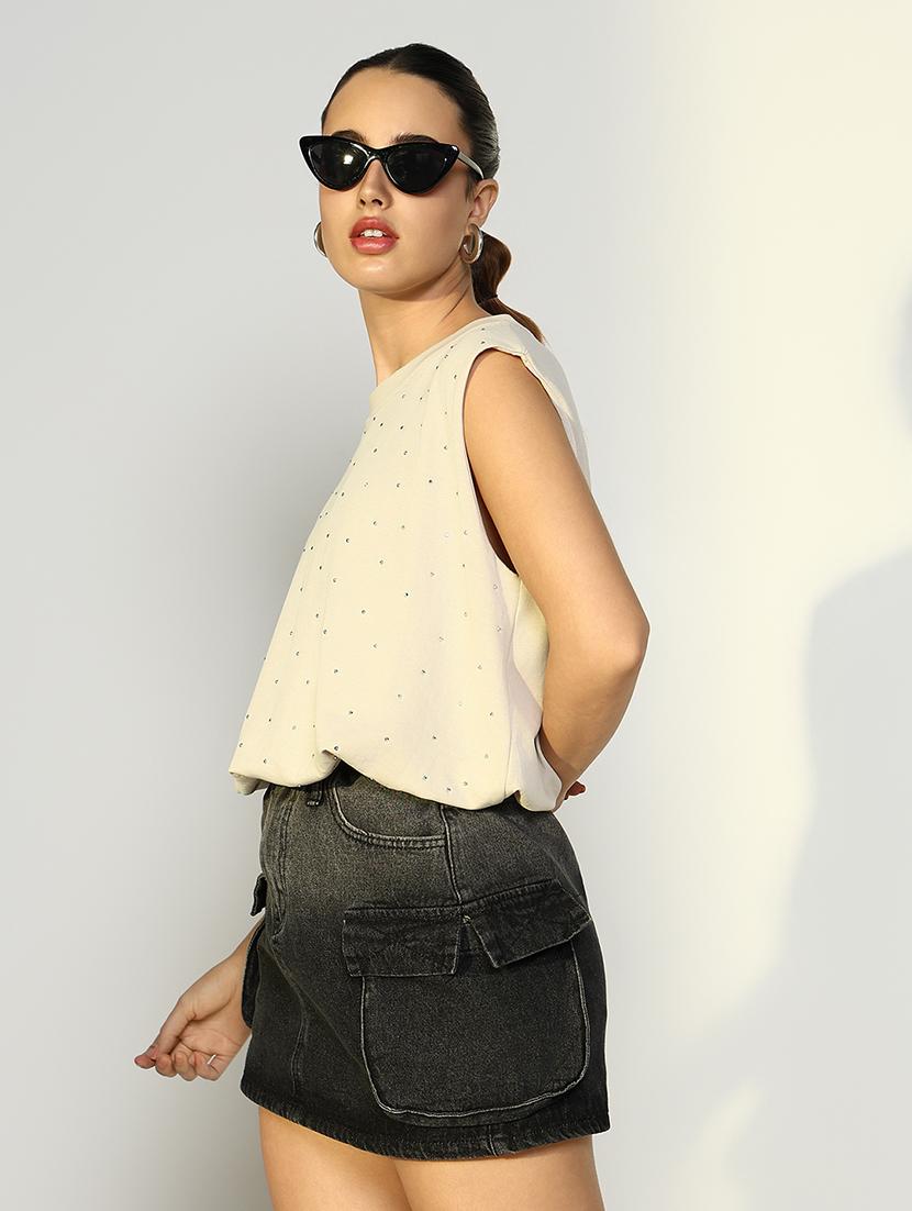 women embellsihed sleeveless regular top - 21643385 - Standard Image - 2
