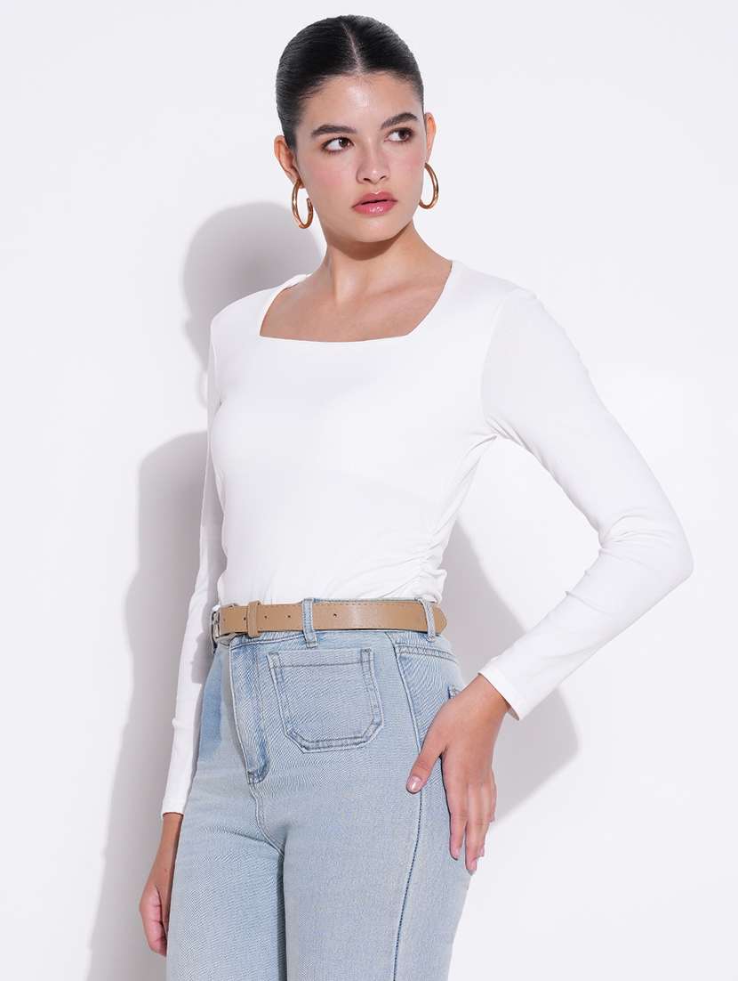 women white solid long sleeve top - 21643399 -  Standard Image - 2