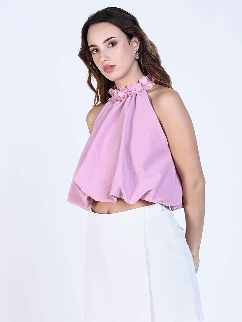 women pink solid sleeveless top - 21643412 -  Standard Image - 2