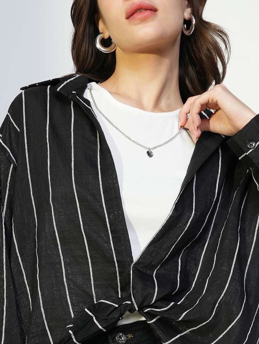 women white solid top with long sleeves shirt - 21643431 - Standard Image - 7