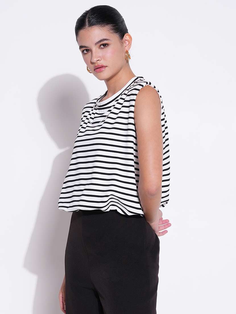 women striped sleeveless blouson top - 21643435 -  Standard Image - 2