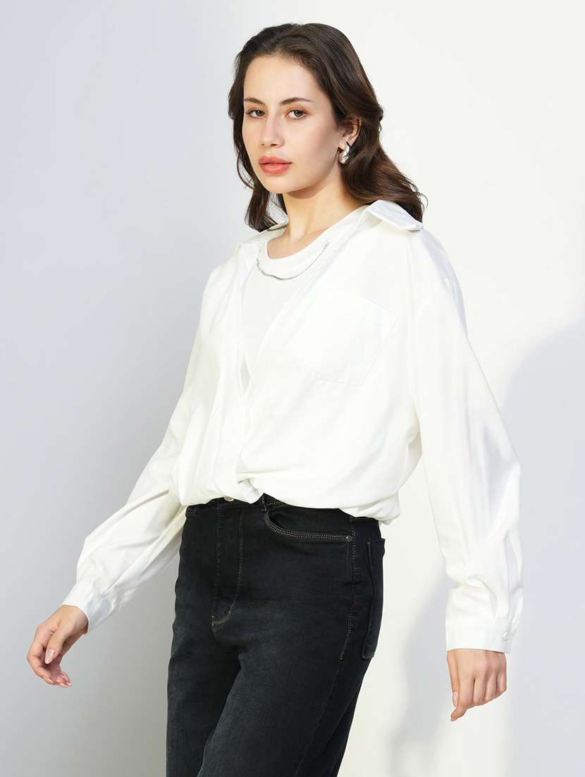 women white solid long sleeve top - 21643436 -  Standard Image - 2