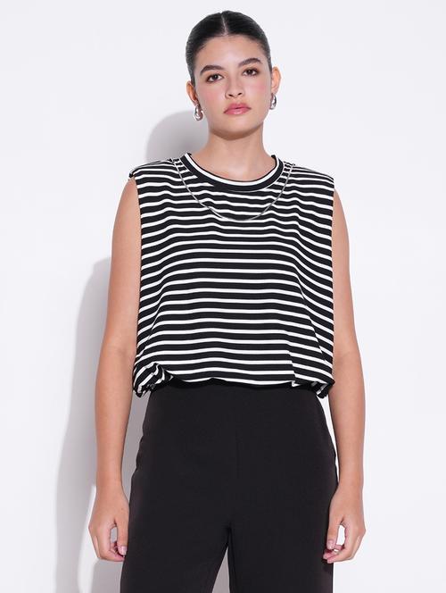 women black stripes sleeveless top - 21643437 - Standard Image - 0