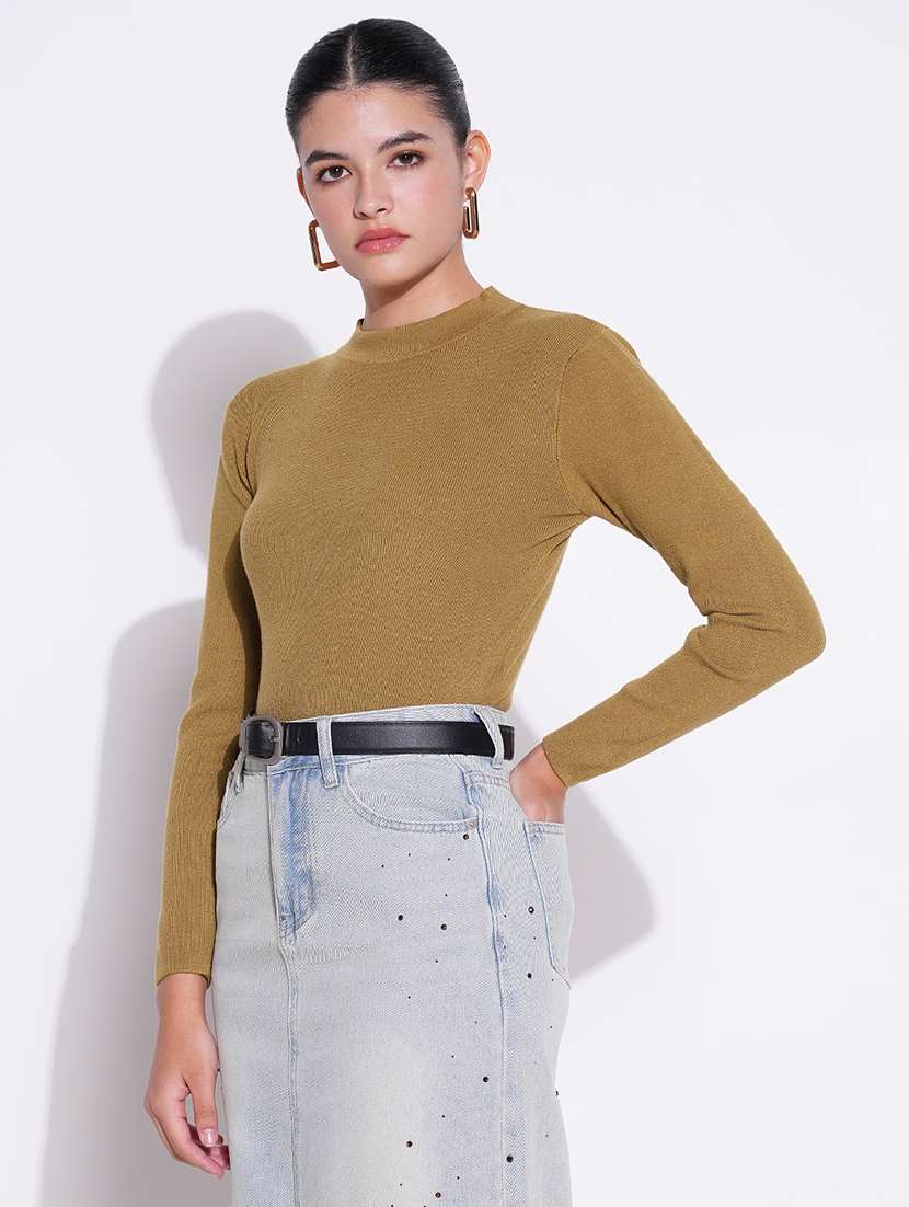 women mustard solid long sleeve top - 21643438 -  Standard Image - 2