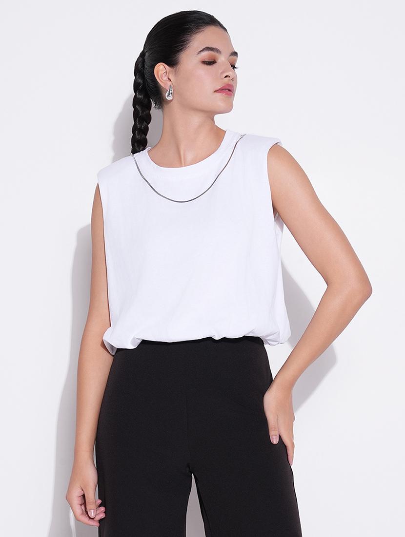 women white solid sleeveless top - 21643444 - Zoom Image - 0