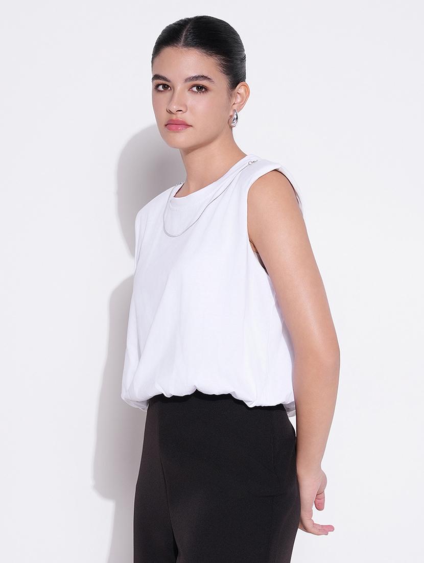 women white solid sleeveless top - 21643444 - Standard Image - 2