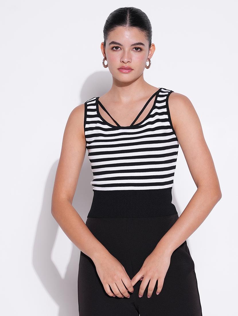 women black stripes sleeveless top