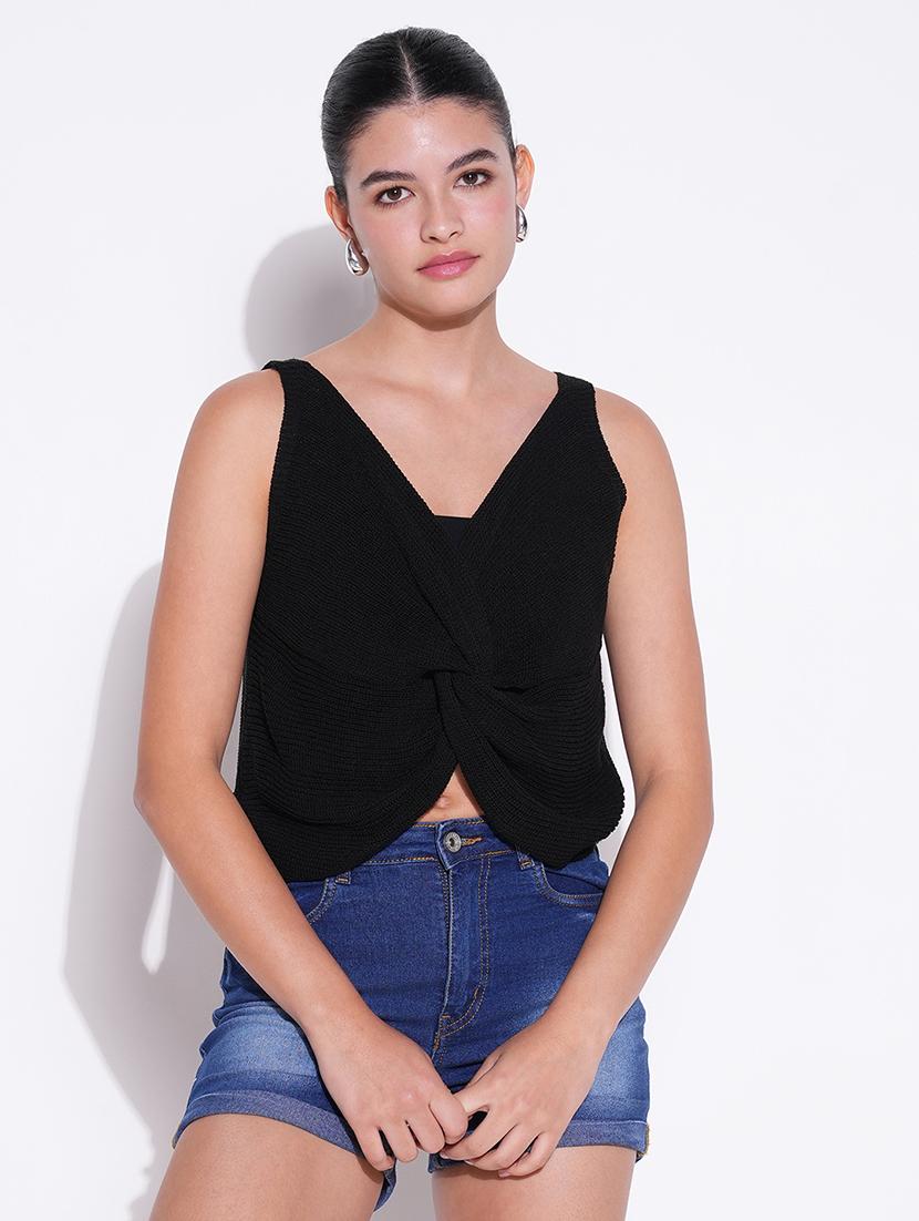 women solid sleeveless crop top - 21643458 - Zoom Image - 0