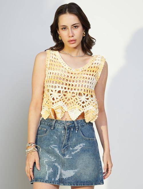 women crochet detailed sleeveless top - 21643465 - Standard Image - 0