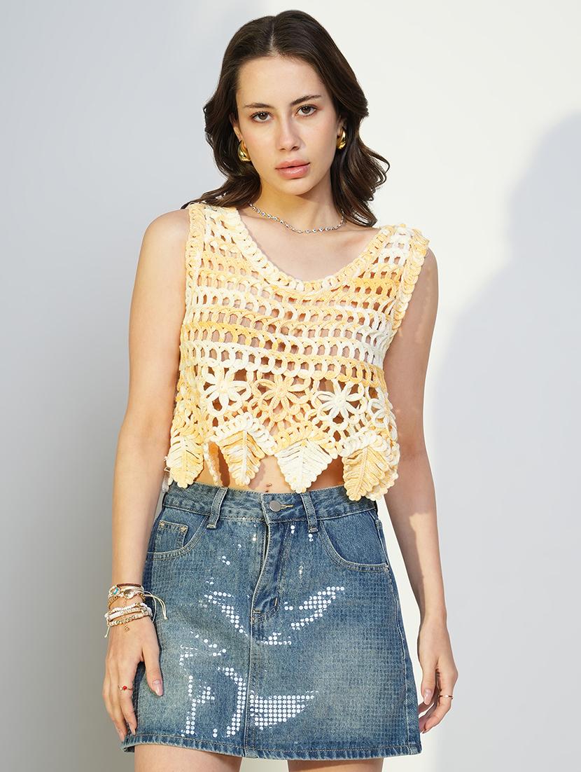 women crochet detailed sleeveless top - 21643465 - Zoom Image - 0