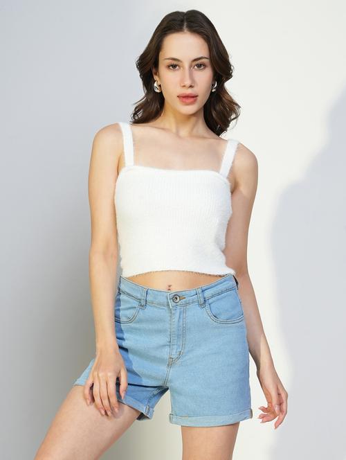 women white solid shoulder strap top - 21643503 - Standard Image - 0