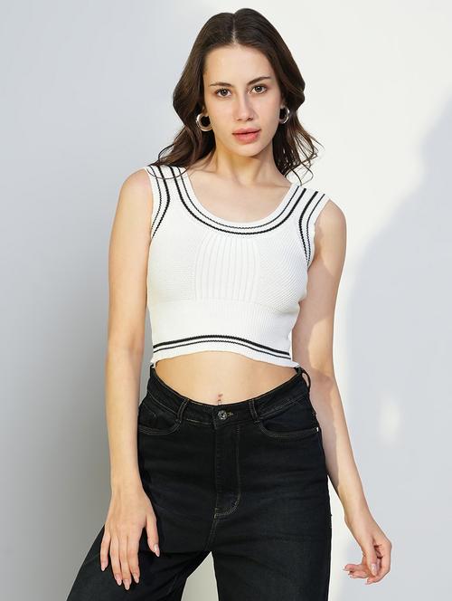women white solid round neck crop top - 21643505 -  Standard Image - 0