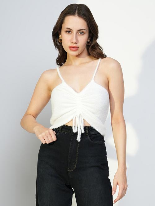 women white solid shoulder strap top - 21643507 - Standard Image - 0