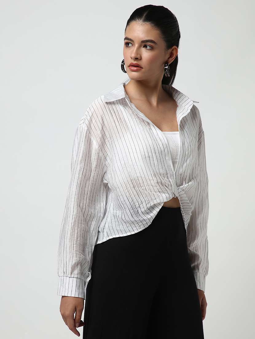 women stripes long sleeve shirt - 21643524 -  Standard Image - 2