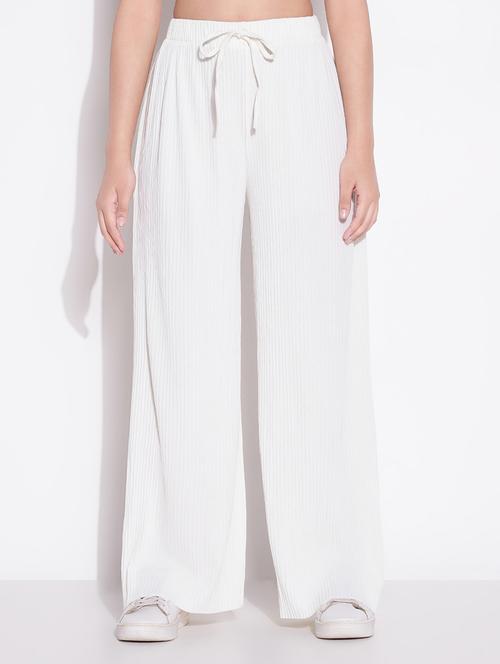 women solid high rise wide leg trouser - 21643539 - Standard Image - 0