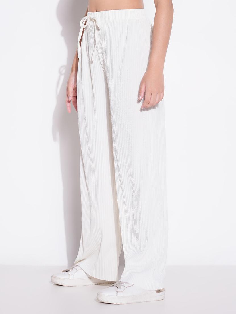 women solid high rise wide leg trouser - 21643539 - Standard Image - 2