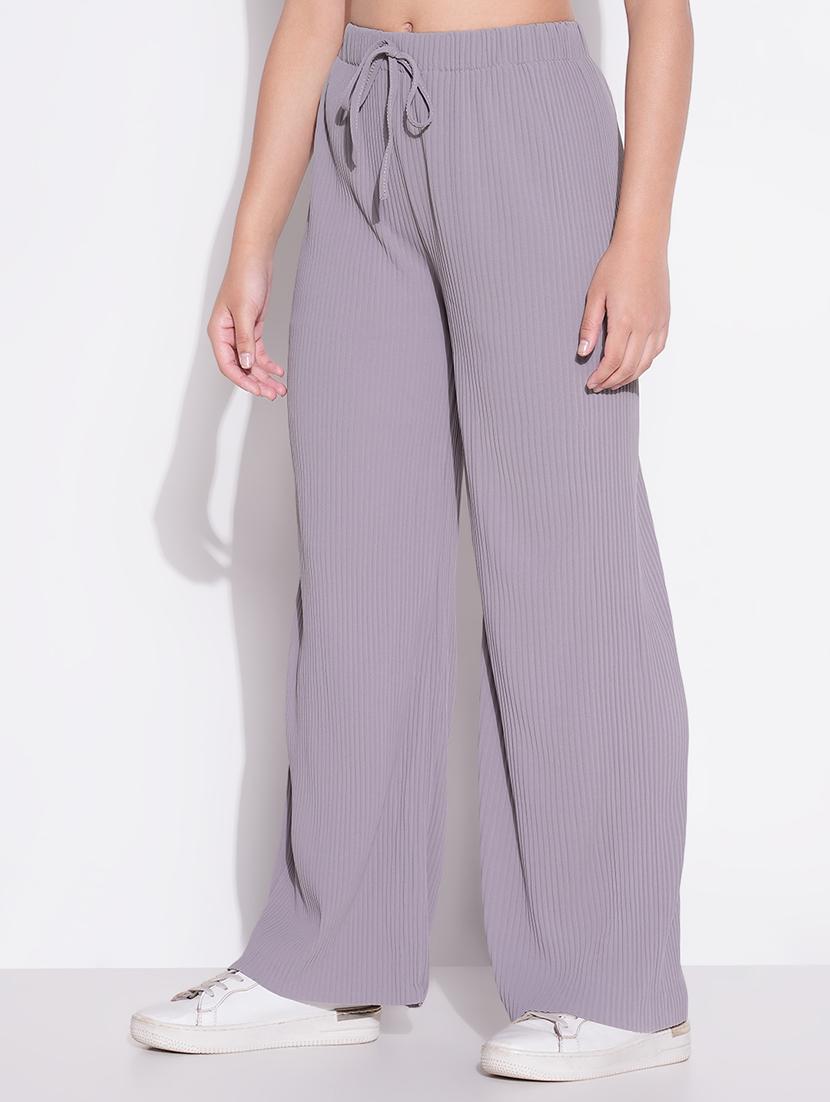 women solid high rise wide leg trouser - 21643540 - Standard Image - 2