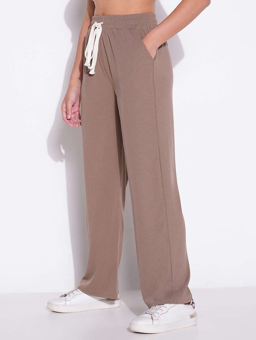 women solid high rise wide leg trouser - 21643543 - Standard Image - 2