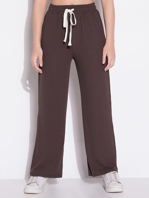 women solid high rise wide leg trouser - 21643544 - Standard Image - 0