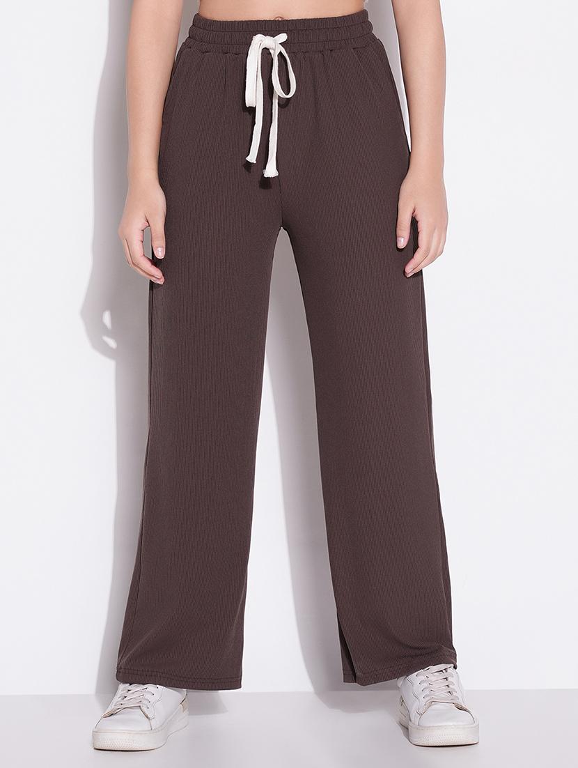 women solid high rise wide leg trouser - 21643544 - Zoom Image - 0