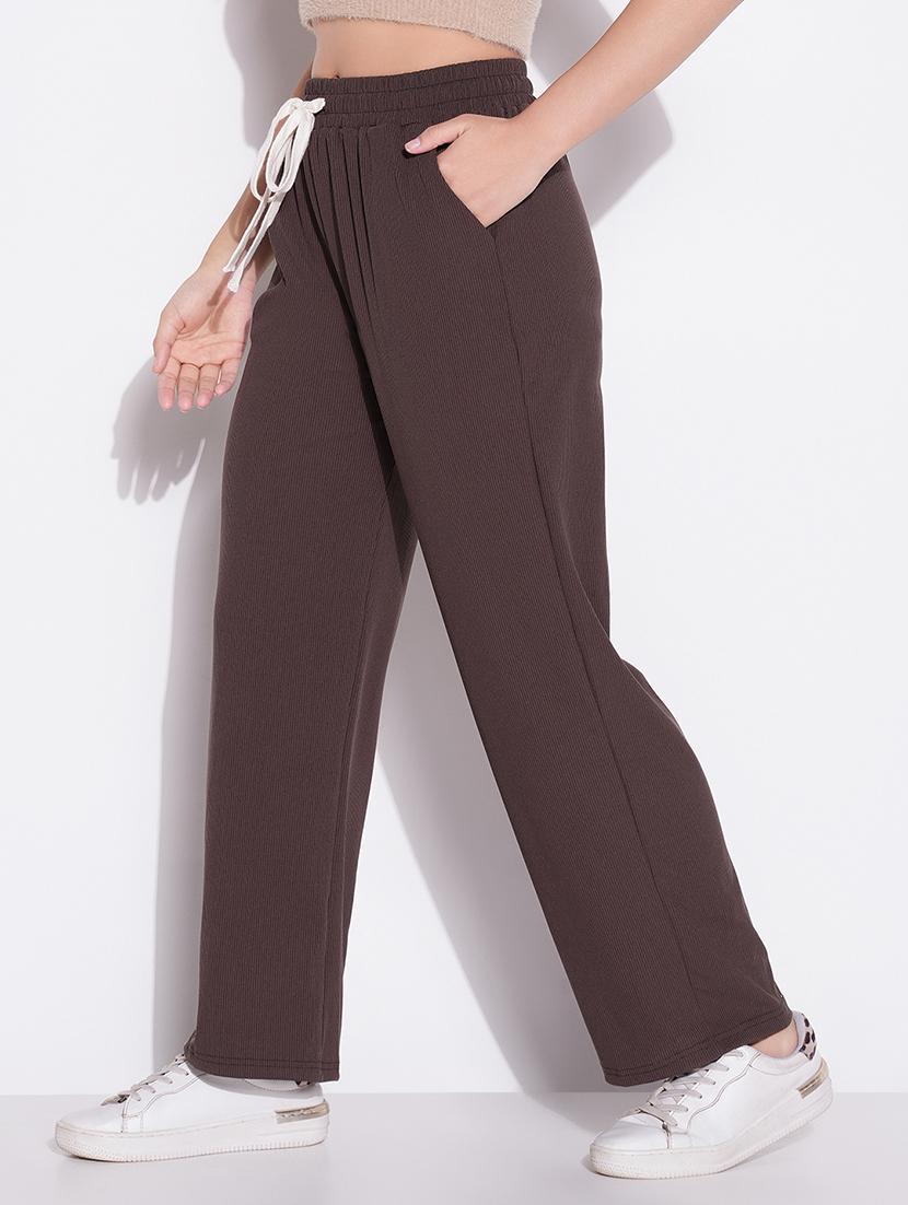 women solid high rise wide leg trouser - 21643544 - Standard Image - 2