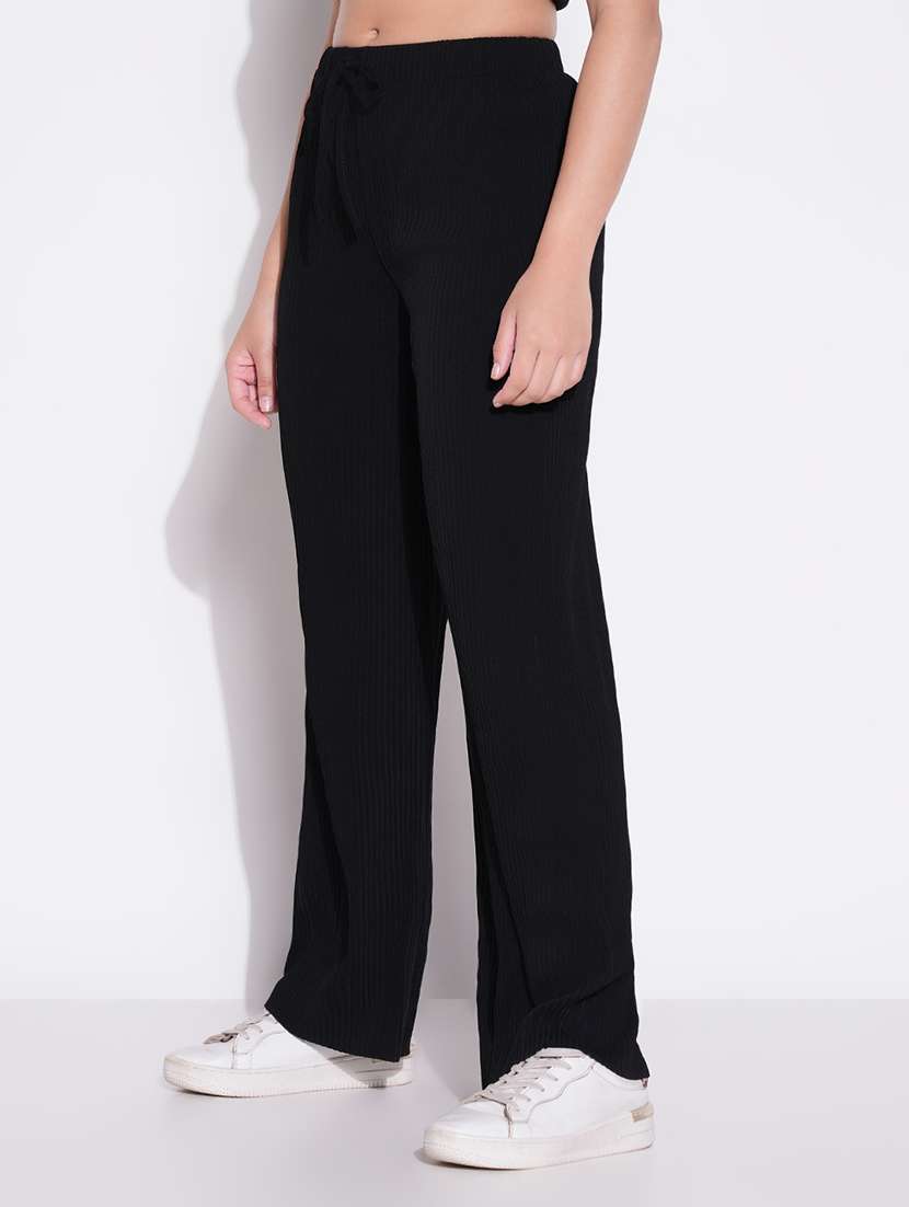 women solid high rise wide leg trouser - 21643545 -  Standard Image - 2