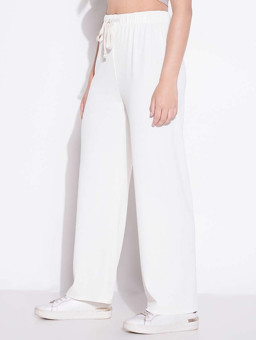 women solid high rise wide leg trouser - 21643547 -  Standard Image - 2