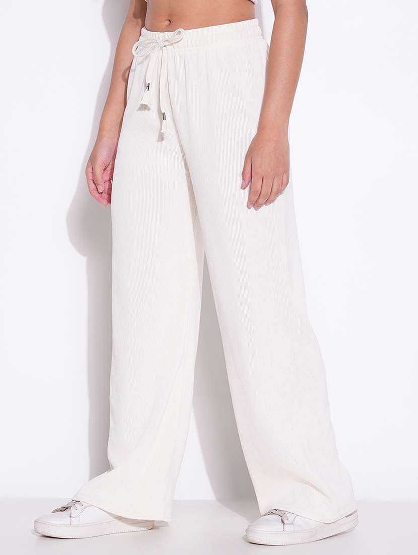 women solid high rise wide leg trouser - 21643550 -  Standard Image - 2