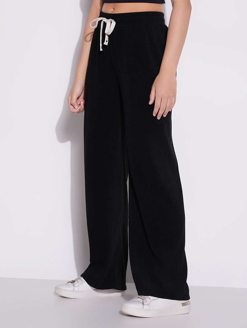 women solid high rise wide leg trouser - 21643552 -  Standard Image - 2
