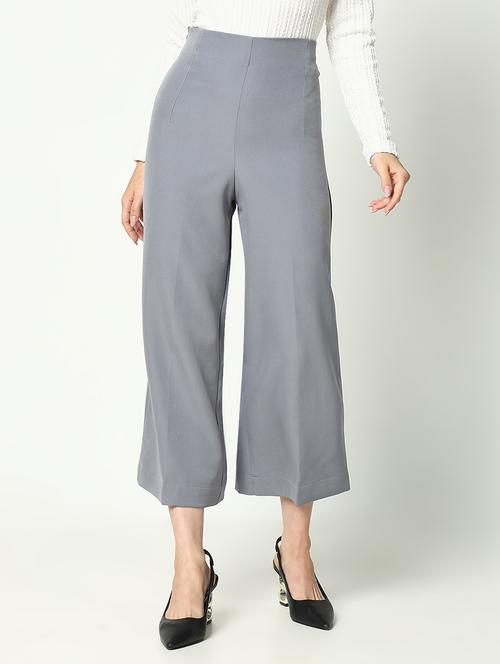 women solid high rise culottes - 21643553 - Standard Image - 0