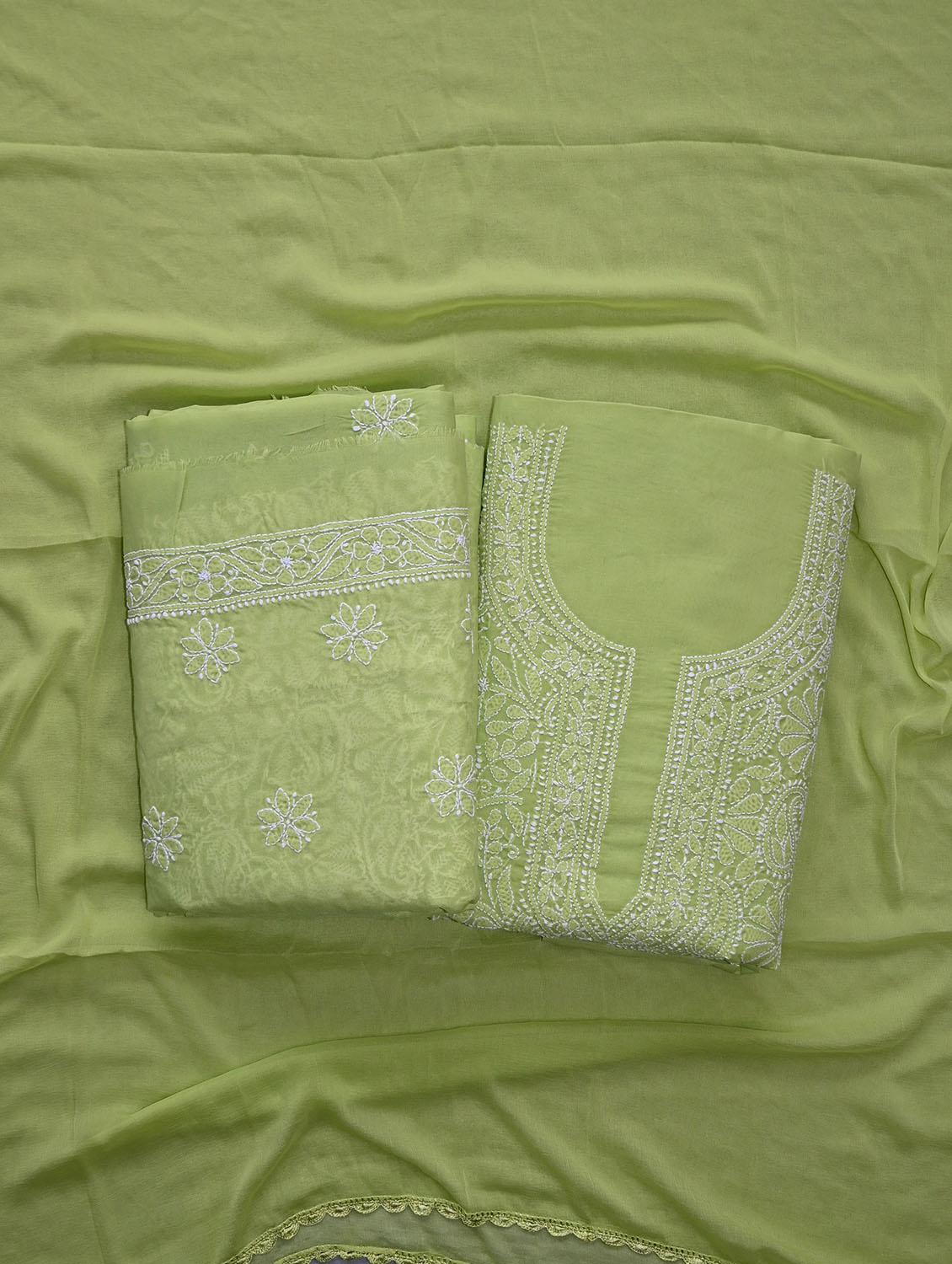women chikankari work unstitched suit set - 21643598 - Zoom Image - 0