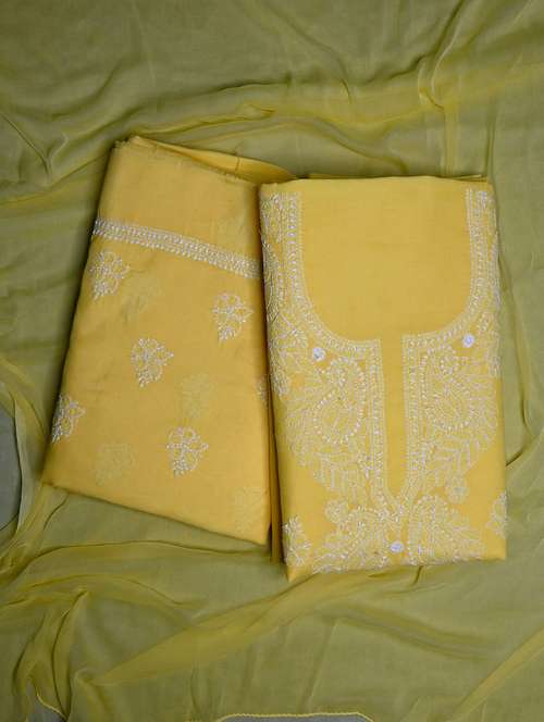 women chikankari work unstitched suit set - 21643606 - Standard Image - 0