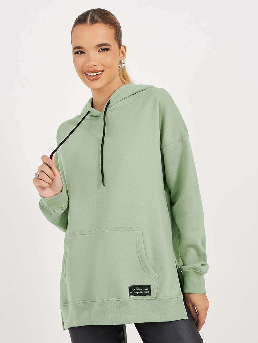 green cotton plain sweatshirt