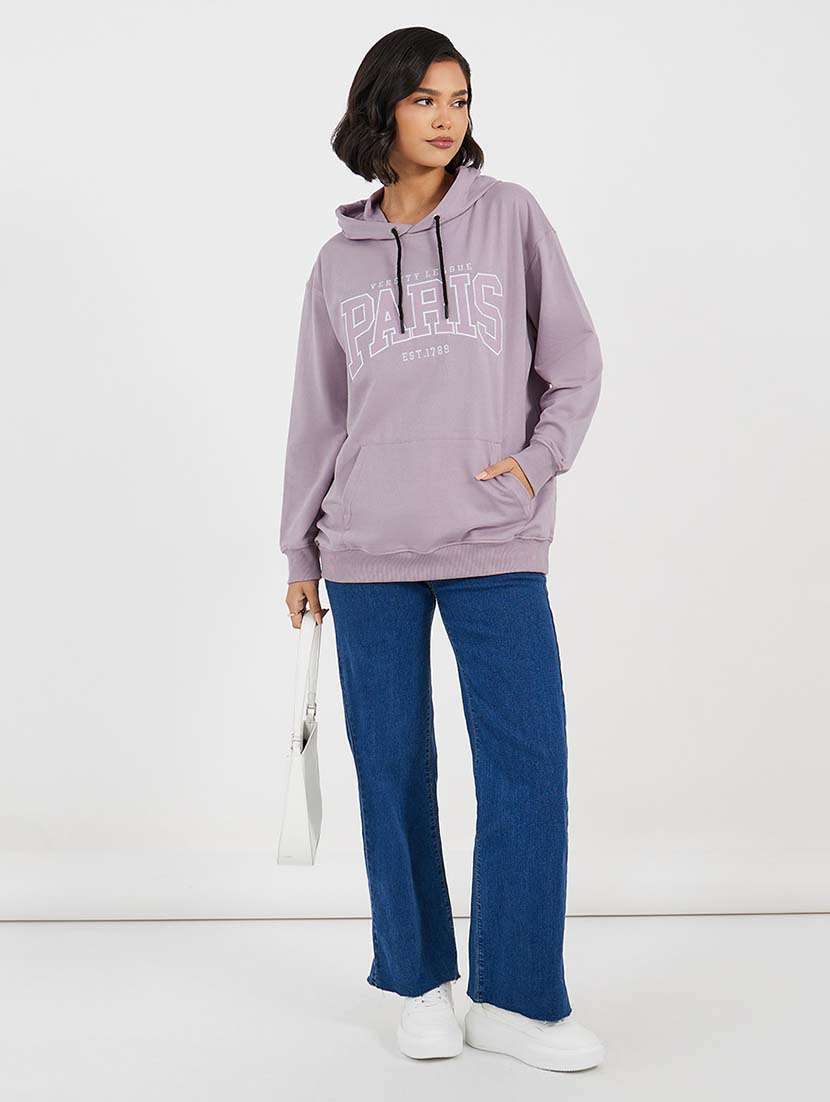 purple cotton front print sweatshirt - 21643720 -  Standard Image - 2