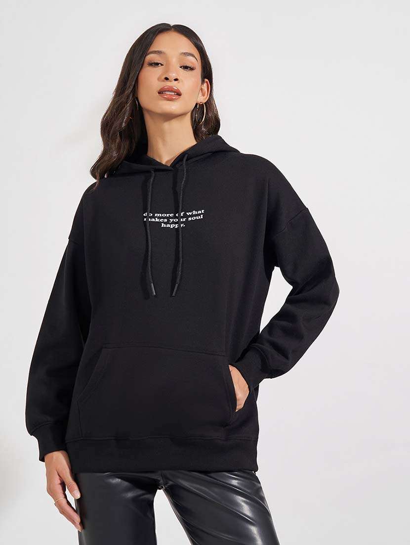 women front & back print long sleeve sweatshirt