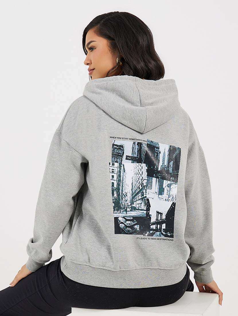 grey cotton front print sweatshirt - 21643728 - Standard Image - 2