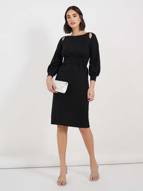 women black solid long sleeve bodycon dress - 21643776 - Standard Image - 0