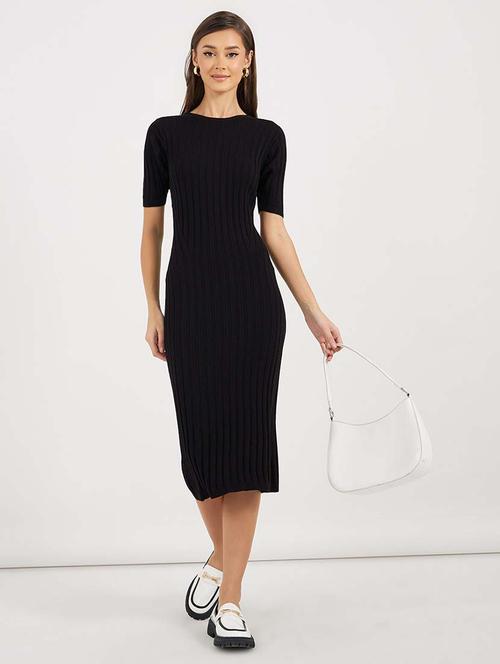 women black solid short sleeve sheath dress - 21643778 - Standard Image - 0