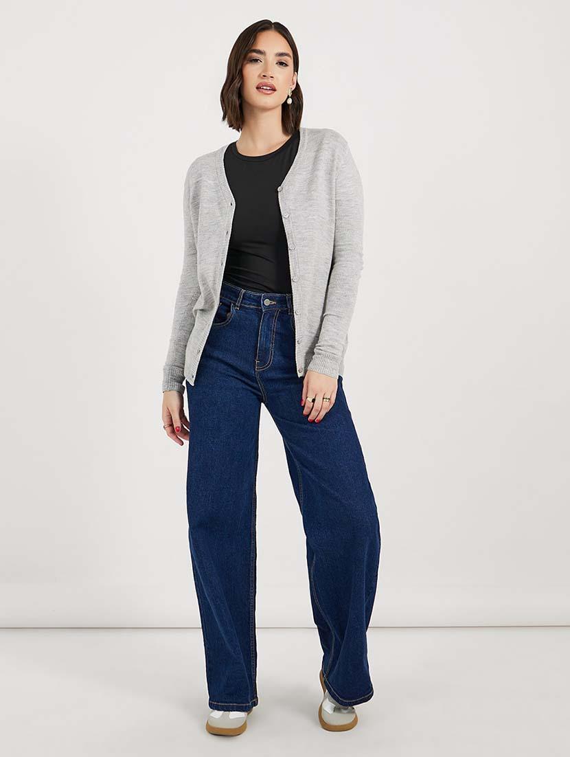 women solid long sleeves cardigan - 21643801 - Standard Image - 2