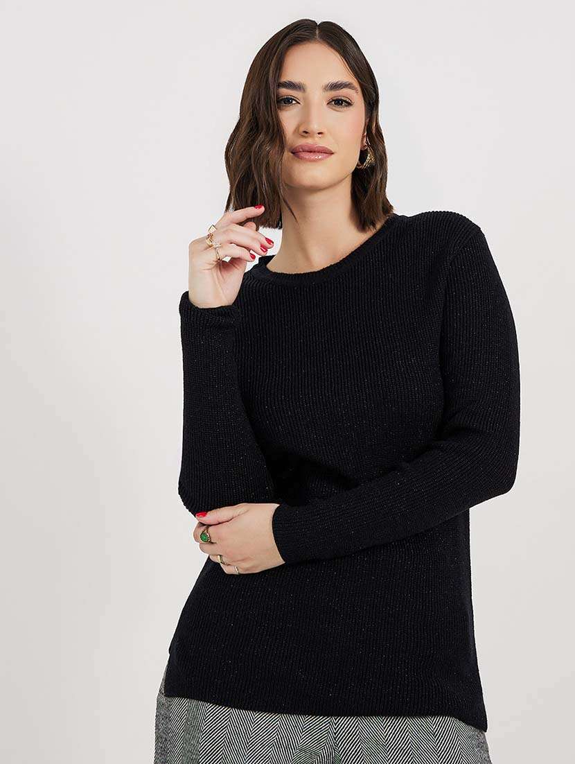 women solid long sleeves pullover