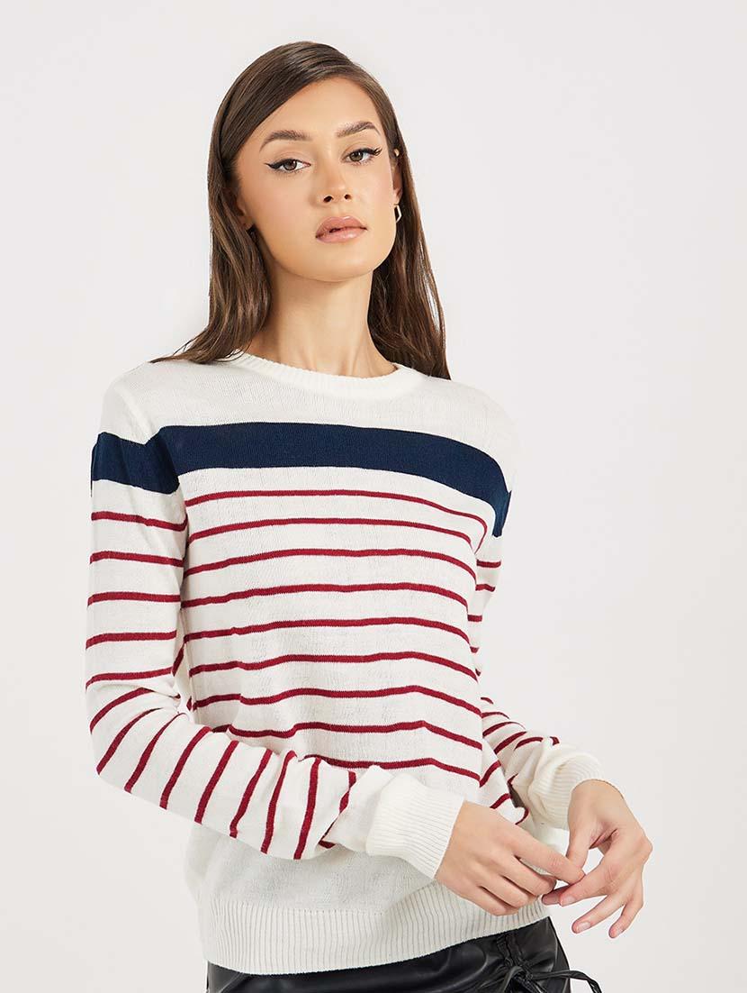 women striped long sleeves pullover - 21643813 - Zoom Image - 0