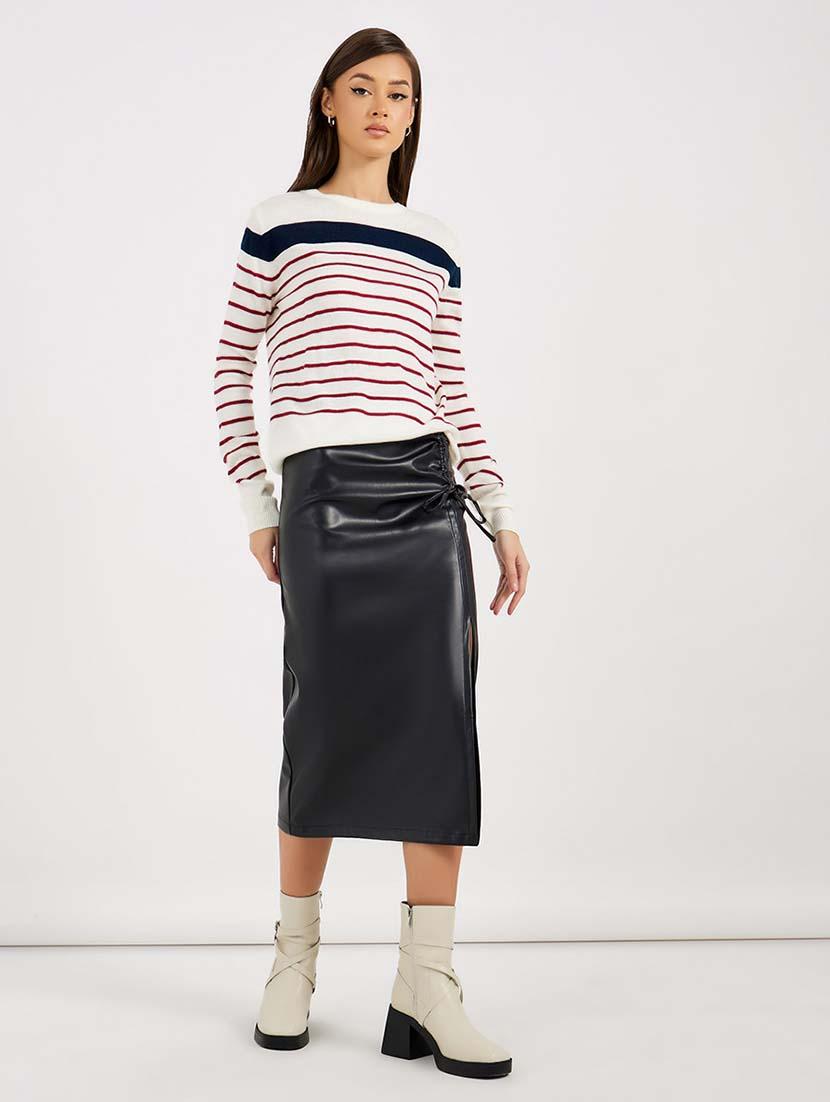women striped long sleeves pullover - 21643813 - Standard Image - 2