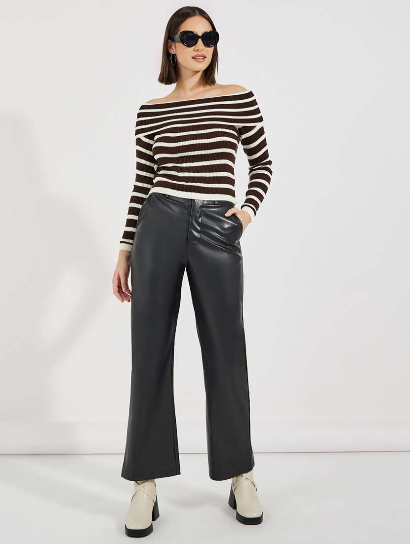 Women Striped Off Shoulder Pullover