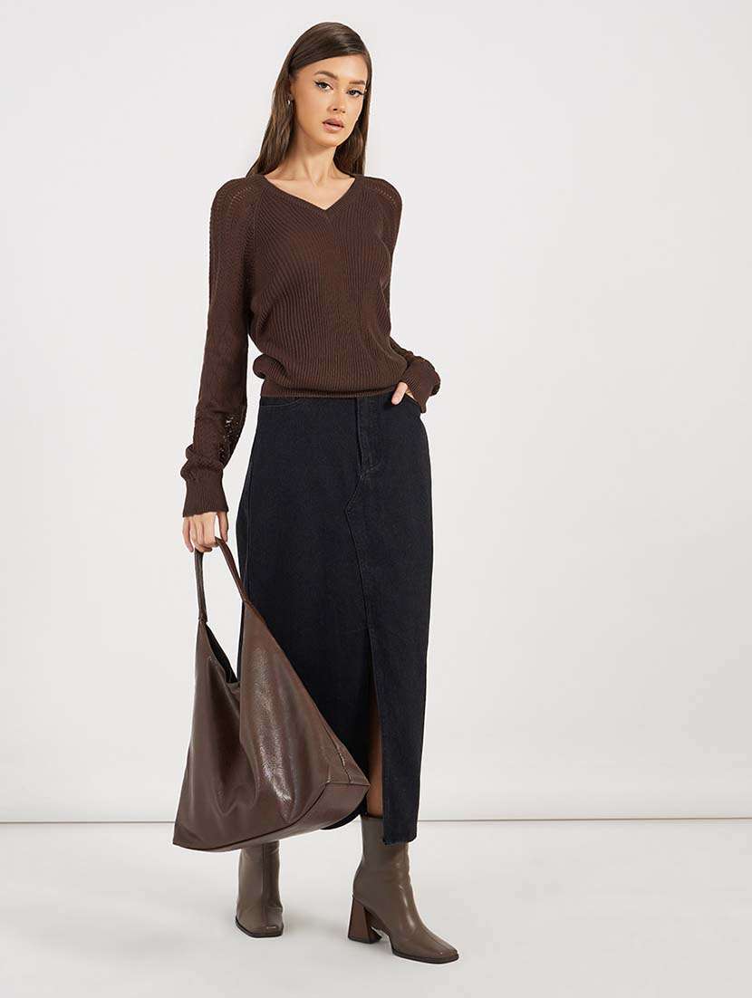 women solid long sleeves pullover - 21643821 -  Standard Image - 2