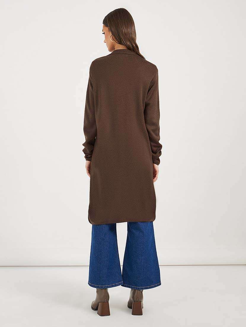 women solid long sleeves long cardigan - 21643822 -  Standard Image - 2