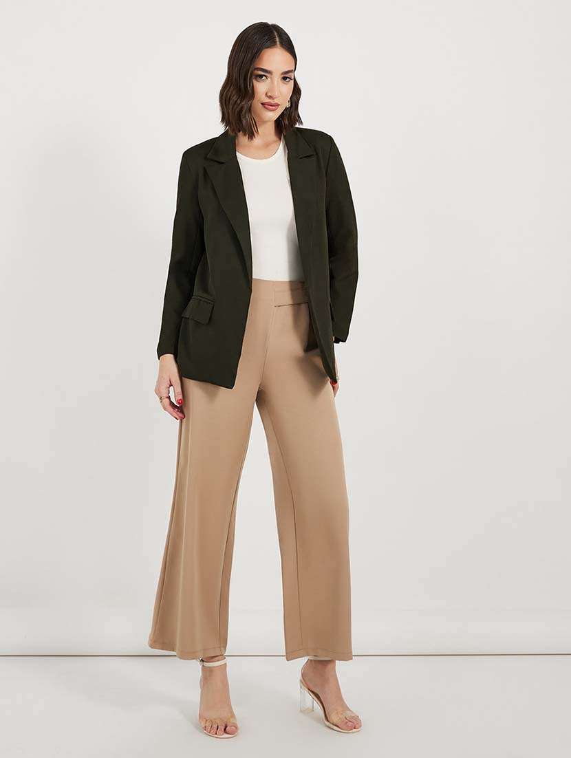 women solid long sleeves casual blazer - 21643823 -  Standard Image - 2