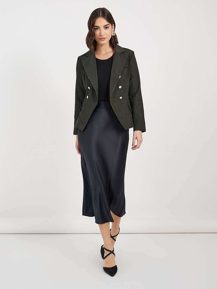 women solid long sleeves double breasted blazer - 21643826 -  Standard Image - 2