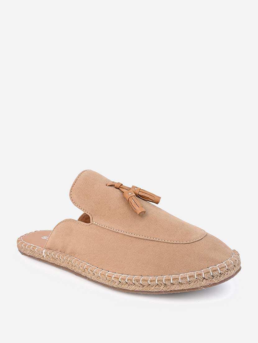 men solid beige slip on mule - 21643832 - Standard Image - 2